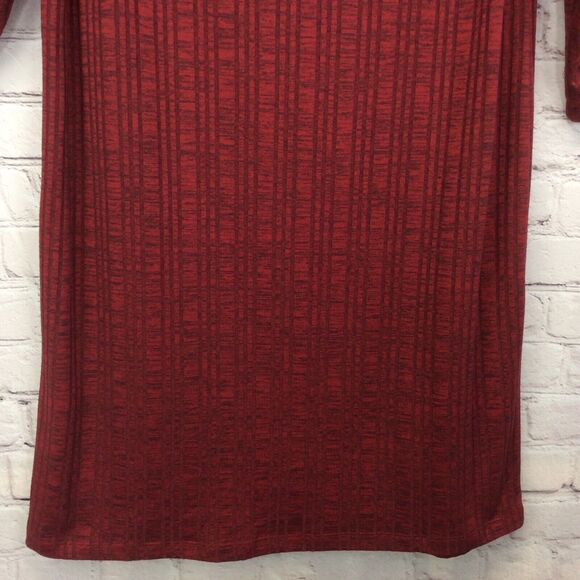 Chico's Tunic Dress Women's Size 2 (M/12) Red Ribbed Key Hole Neck 3/4 Sleeves - Picture 7 of 11